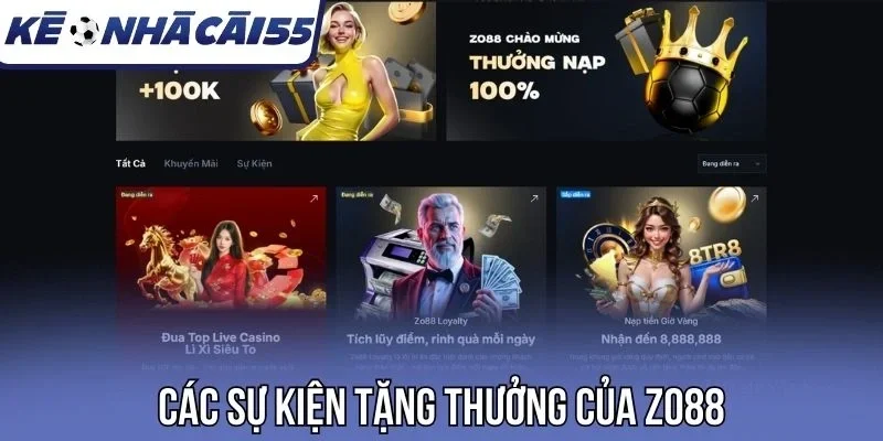 Các sự kiện tặng thưởng của Zo88