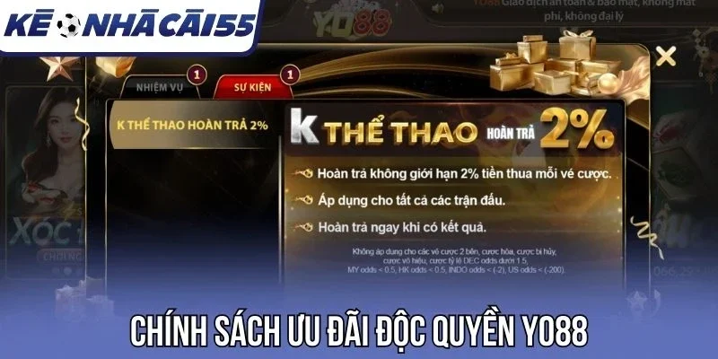 Chính sách ưu đãi độc quyền Yo88