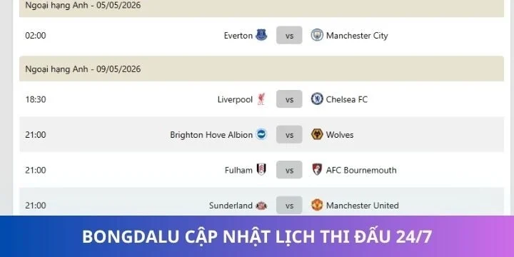 Bongdalu cập nhật lịch thi đấu cho người tham gia trực tuyến